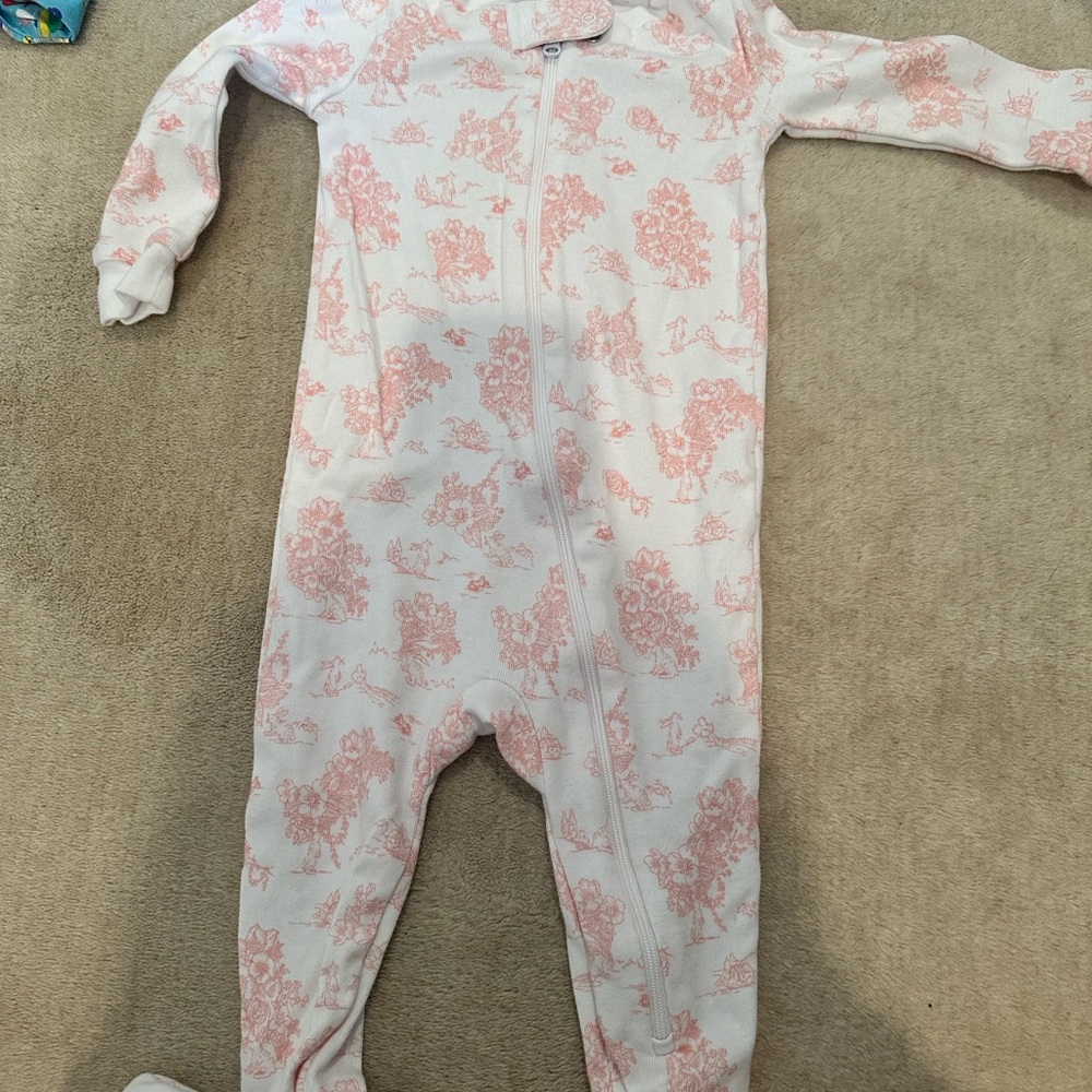 Janie and Jack Pink Floral Kids Footie
